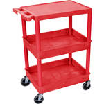 Luxor STC211 24 x 18" Three Shelf Heavy-duty Utility Cart (Red)
