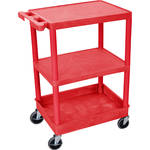Luxor STC221 24 x 18" Three Shelf Heavy-duty Utility Cart (Red)