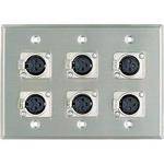 Pro Co Sound WP3002 3-Gang 6-XLR Female Wallplate
