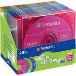 Verbatim CD-RW 80MIN 700MB 12x Color 20pk Matching Color Slim Cases