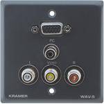 Kramer WAV-5 Passive Wall Plate - 15-pin HD, 3.5mm & 3 RCA (Gray)