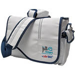 Jill-E Designs Sailcloth Messenger Bag (White with Navy Blue Accents)