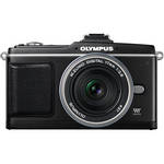 Olympus E-P2 Pen Digital Camera (Black) w/ M.Zuiko Digital 17mm f/2.8 Lens (Silver)