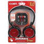 Coby CV215 Jammerz On-Ear and In-Ear Headphone Set (Red)
