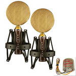 Cascade Microphones Fat Head Cinemag Ribbon Microphone Pair with Blumlein Bar (Brown/Gold)