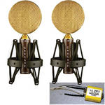 Cascade Microphones Fat Head Lundahl Ribbon Microphone Pair with Blumlein Bar (Brown/Gold)