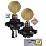 Cascade Microphones Fat Head II Lundahl Ribbon Microphone Pair with Blumlein Bar (Brown/Gold)