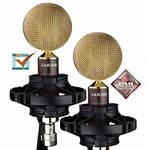 Cascade Microphones Fat Head II Ribbon Microphone Pair with Blumlein Bar (Brown/Gold)