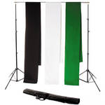 Backdrop Alley STDKT-20BWG Studio Stand with 1 Black Premium Muslin, 1 White Premium Muslin and 1 Green Chroma-Key Kit (10 x 20' Fabric)