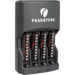 Pearstone NM-4H10 4 Baterias NiMH AAA com Carregador de 4 Horas (1000mAh, 110-240V)