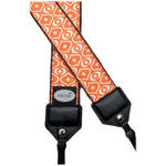 Mod Orange Print Camera Strap Small Retro Pattern