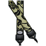 Mod Green Vine Camera Strap Black Velvet Vine Pattern