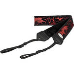 Mod Crimson Victorian Camera Strap Black Velvet Damask Pattern