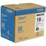 Brother Polyester Labels (18mm x 8 m Roll, Black Ink on Matte Silver Labels, 5 Rolls)