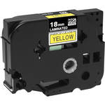 Brother Polyester Labels (18mm x 8 m Roll, Black Ink on Yellow Labels, 5 Rolls)