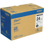 Brother Polyester Labels (24mm x 8 m Roll, Black Ink on Yellow Labels, 5 Rolls)