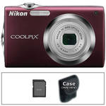 Nikon [Refurbished] CoolPix S3000 Digital Camera with Accessory Kit (Plum)