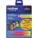 Brother LC65 High Yield Ink Cartridges (3 Pack, Cyan, Magenta, Yellow)