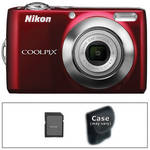 Nikon [Refurbished] Coolpix L22 Digital Camera with Deluxe Accessory Kit (Red)