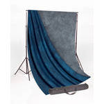 Backdrop Alley Studio Stand with Reversible  Premium Muslin Background (10 x 10', Blue Lake/Nickel)