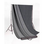 Backdrop Alley Studio Stand with Reversible  Premium Muslin Background (10 x 10', Charcoal/Lighter Gray)