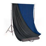 Backdrop Alley Studio Stand with Reversible  Premium Muslin Background (10 x 10', Medium Blue/Graphite)