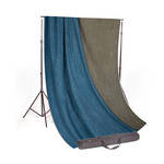 Backdrop Alley Studio Stand with Reversible  Premium Muslin Background (10 x 20', Blue/Gray)