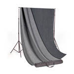 Backdrop Alley Studio Stand with Reversible  Premium Muslin Background (10 x 20', Charcoal/Lighter Gray)
