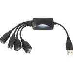 Aleratec High-Speed Flexible USB 2.0 4-Port Hub with Splitter Cable