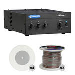 Crown Audio 135MA Commercial Mixer/Amplifier and 4-Speaker 1-Zone Sound System Kit