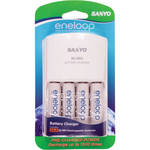Sanyo Eneloop AA NiMH 4-Pack with AC Charger (2000 mAh, 100-240V)