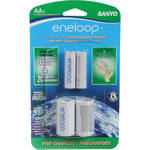 Sanyo Eneloop AA NiMH 2-Pack with "C" Spacer