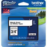 Brother TZe241 3/4" Black Print On White Tape (26.2'/8.0 m)