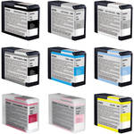 Epson 9 Ink Cartridges for the Epson Stylus Pro 3880 Large-Format Inkjet Printer (with Photo Black and Matte Black)