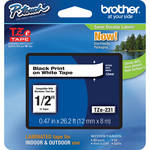 Brother TZe231 1/2" Black Print On White Tape (26.2'/8.0 m)