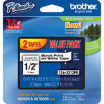 Brother TZe231 2-Pack 1/2" Black Print On White Tape (26.2'/8.0 m)