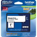 Brother TZe251 1.0" Black Print On White Tape (26.2'/8.0 m)
