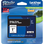 Brother TZe355 1.0" White Print On Black Tape (26.2'/8.0 m)