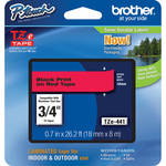 Brother TZe441 3/4" Black Print On Red Tape (26.2'/8.0 m)