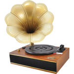 Pyle Pro Classic Horn Phonograph/Turntable with USB (Mahogany)