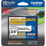 Brother TZeS241 3/4" Black Print On White Tape With Extra-Strength Adhesive (26.2'/8 m)