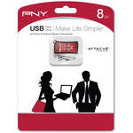 PNY Technologies Micro Sleek Attache 8GB USB Flash Drive (Red)