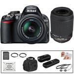 Nikon D3100 SLR Digital Camera w/18-55mm VR & 55-200mm VR Lenses & Basic Kit