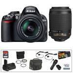 Nikon D3100 SLR Digital Camera w/18-55mm VR & 55-200mm VR Lenses & Deluxe Kit
