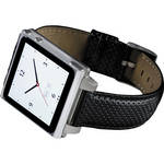 Hex Vision Leather Watch Band for iPod nano 6th Generation (Black)