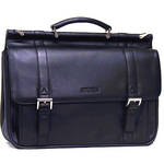 Kenneth Cole Reaction Dowel Rod Portfolio "Hot Rod" Black Leather Case