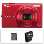 Nikon [Refurbished] Coolpix S6100 Digital Camera with Basic Accessory Kit (Red)
