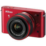 Nikon 1 J1 Mirrorless Digital Camera with 10-30mm VR Zoom Lens (Red)