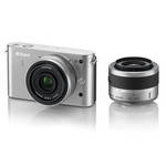 Nikon 1 J1 10.1MP Mirrorless Digital Camera with 10mm WA/10-30mm Zoom Lens - Silver