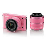 Nikon 1 J1 Mirrorless Digital Camera with 10-30mm / 30-110mm Lens (Pink)